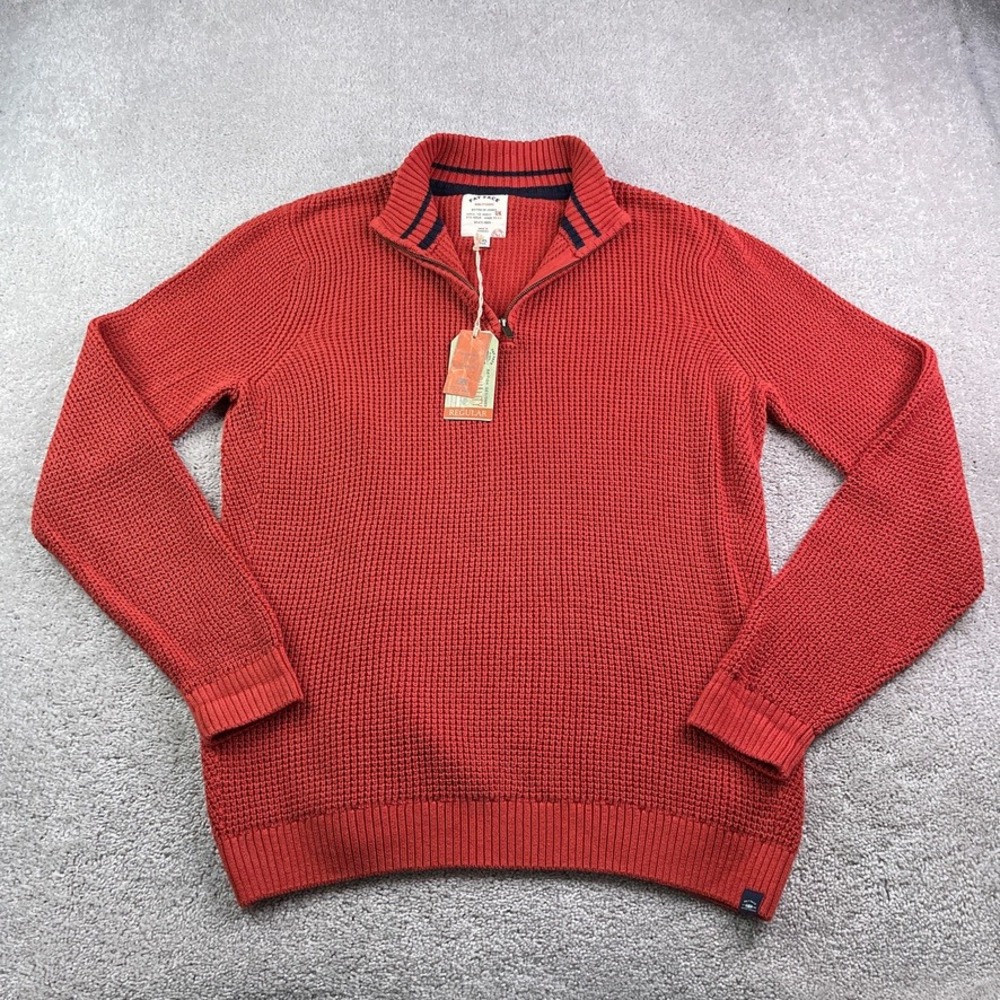 NEW Fat Face Sweater Mens 2XL Washed Red Pembrey Half Neck Waffle Fisherman NWT